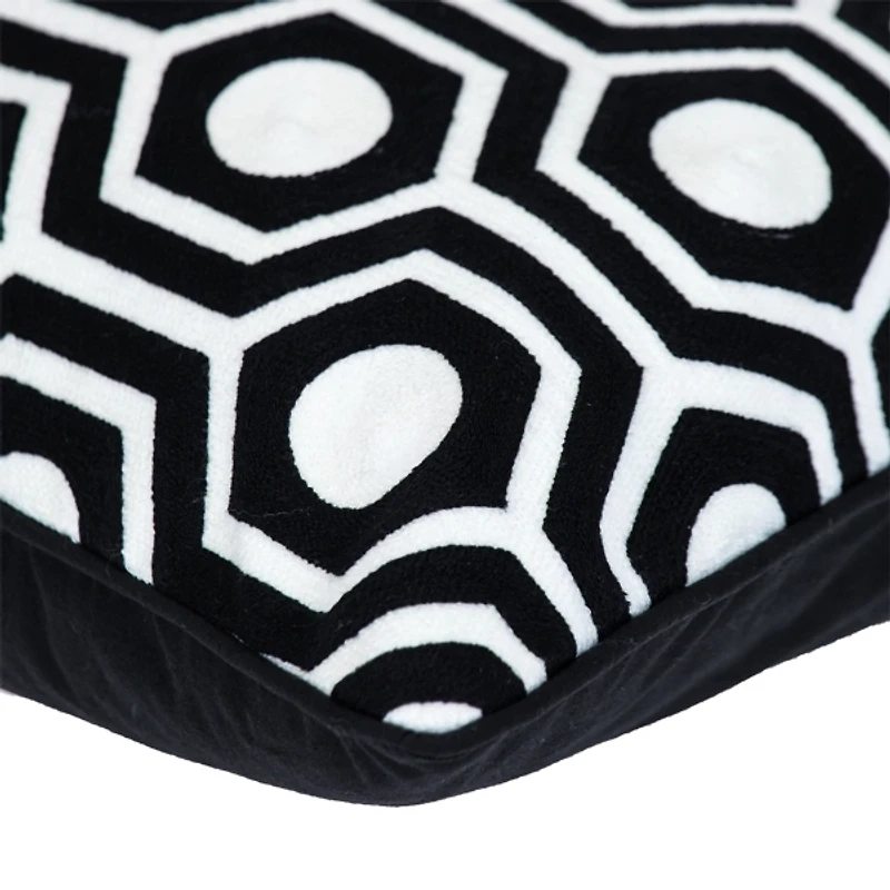 Black Geometric Circle Transitional Pillow