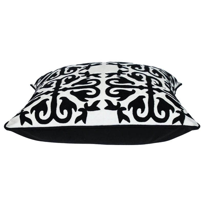 Black Embroidered Motif Transitional Pillow