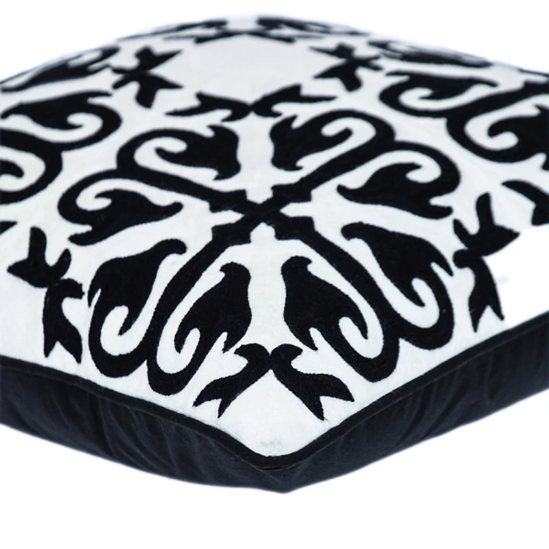 Black Embroidered Motif Transitional Pillow