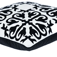 Black Embroidered Motif Transitional Pillow