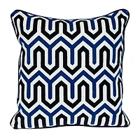 Blue Waves Embroidered Pillow