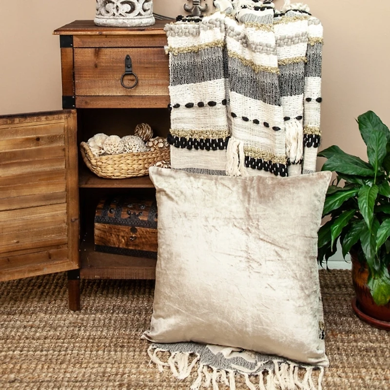 Druzy Taupe Velvet Pillow, 20 in.