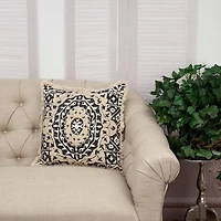 Black & Tan Embroidered Pillow