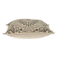 Brown and Beige Embroidered Pillow
