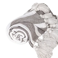 Charcoal and White Stripe Tassel Throw