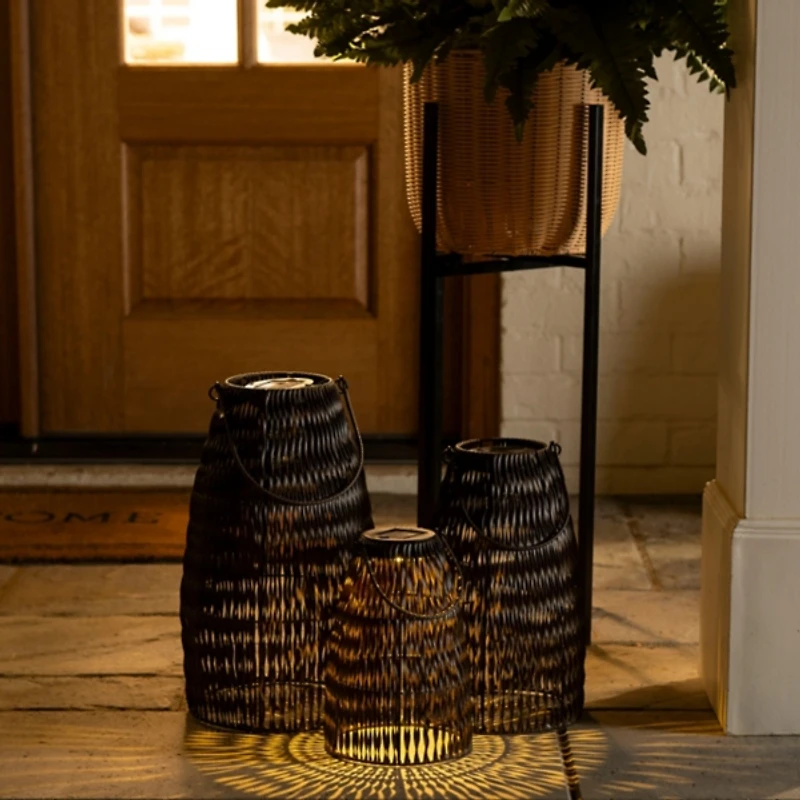 Brown Woven Solar Lantern, 10 in.