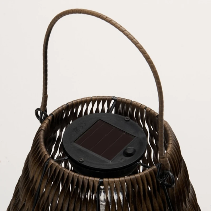 Brown Woven Solar Lantern, 17 in.