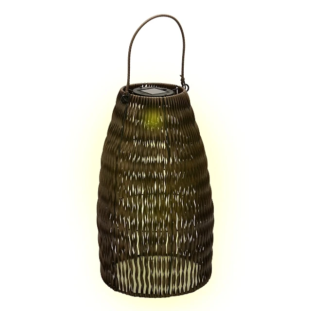 Brown Woven Solar Lantern, 17 in.