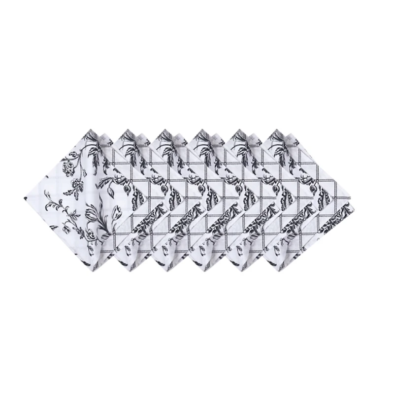 Bleighton Black Floral Napkins, Set of 6