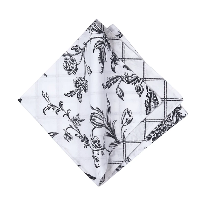 Bleighton Black Floral Napkins, Set of 6