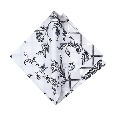 Bleighton Black Floral Napkins, Set of 6