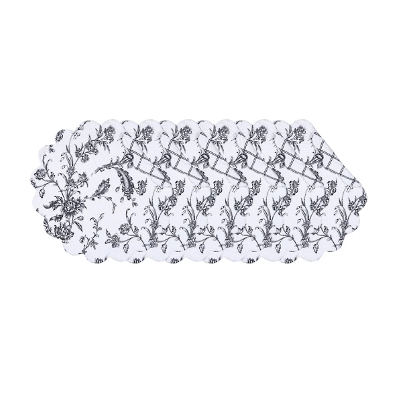 Bleighton Black Round Floral Placemats, Set of 6