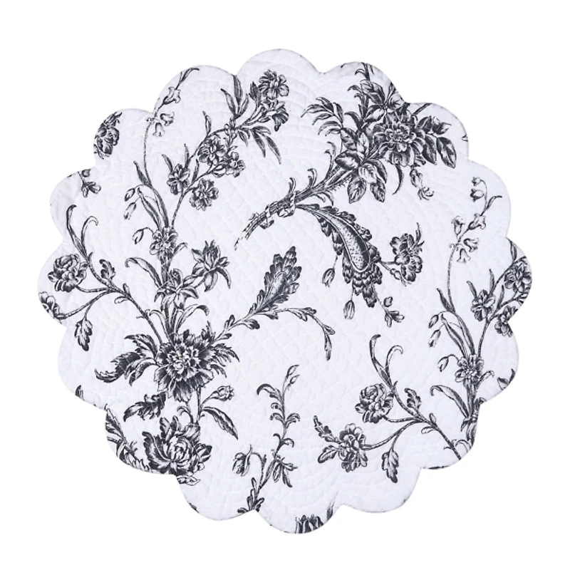 Bleighton Black Round Floral Placemats, Set of 6