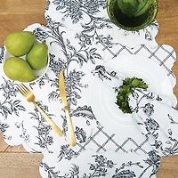 Bleighton Black Round Floral Placemats, Set of 6