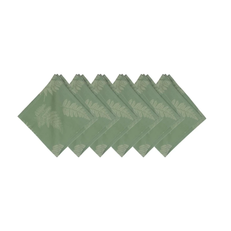 Green Botanical Fern Jacquard Napkins, Set of 6