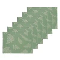 Green Botanical Fern Jacquard Placemats, Set of 6