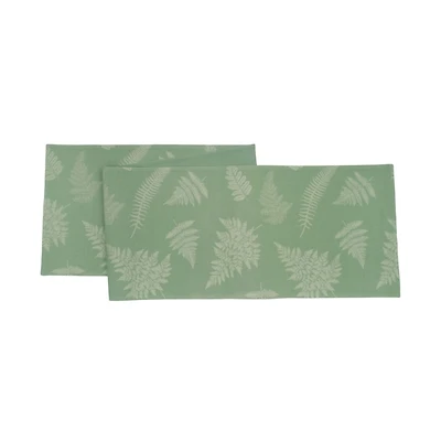Green Botanical Fern Jacquard Table Runner