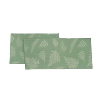 Green Botanical Fern Jacquard Table Runner