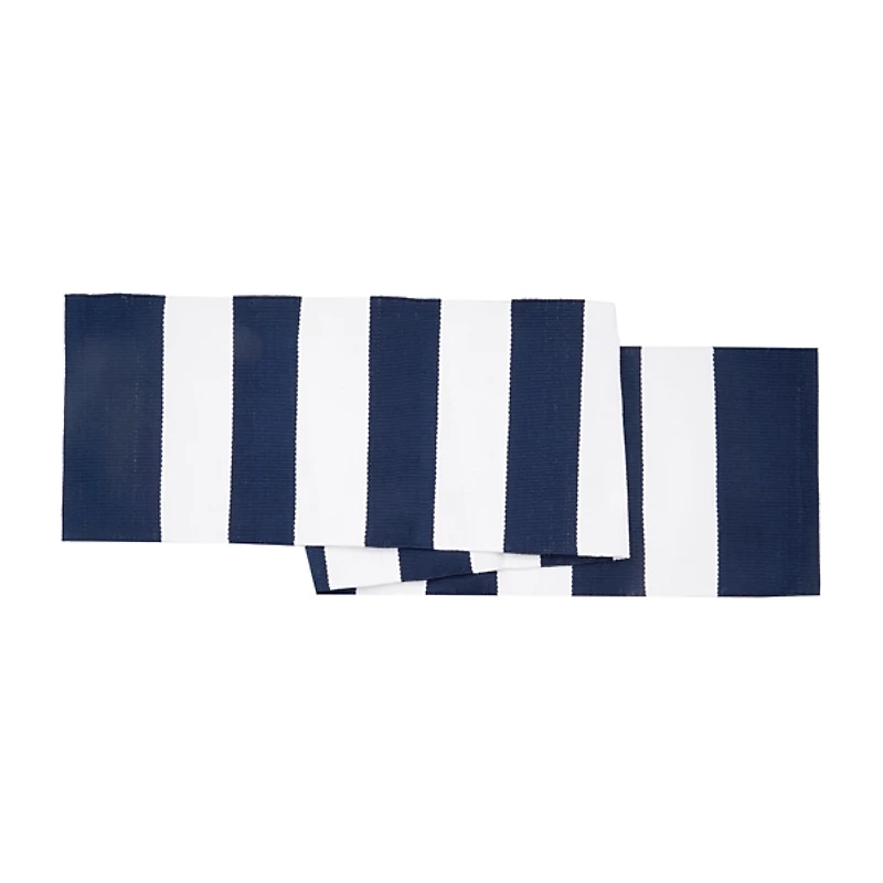 Navy Cabana Stripe Indoor/Outdoor Table Runner
