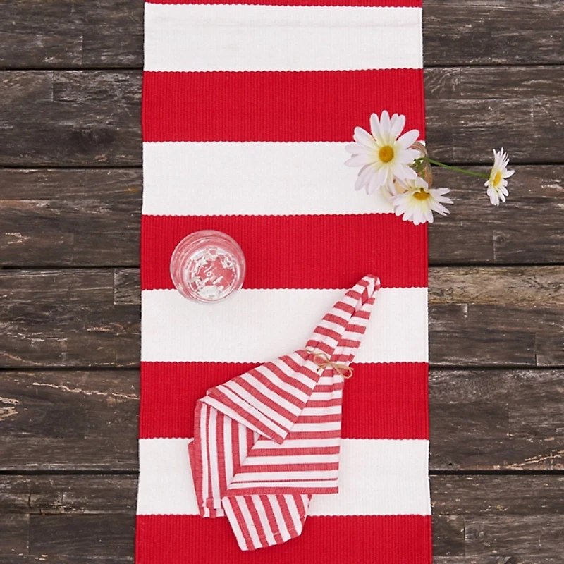 Red Cabana Stripe Indoor/Outdoor Table Runner