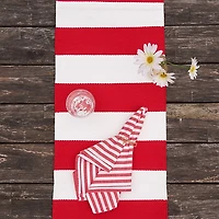 Red Cabana Stripe Indoor/Outdoor Table Runner