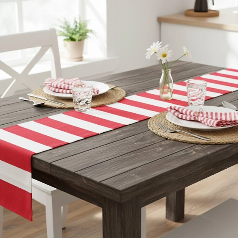 Red Cabana Stripe Indoor/Outdoor Table Runner
