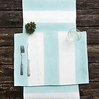 Sky Blue Cabana Stripe Indoor/Outdoor Table Runner