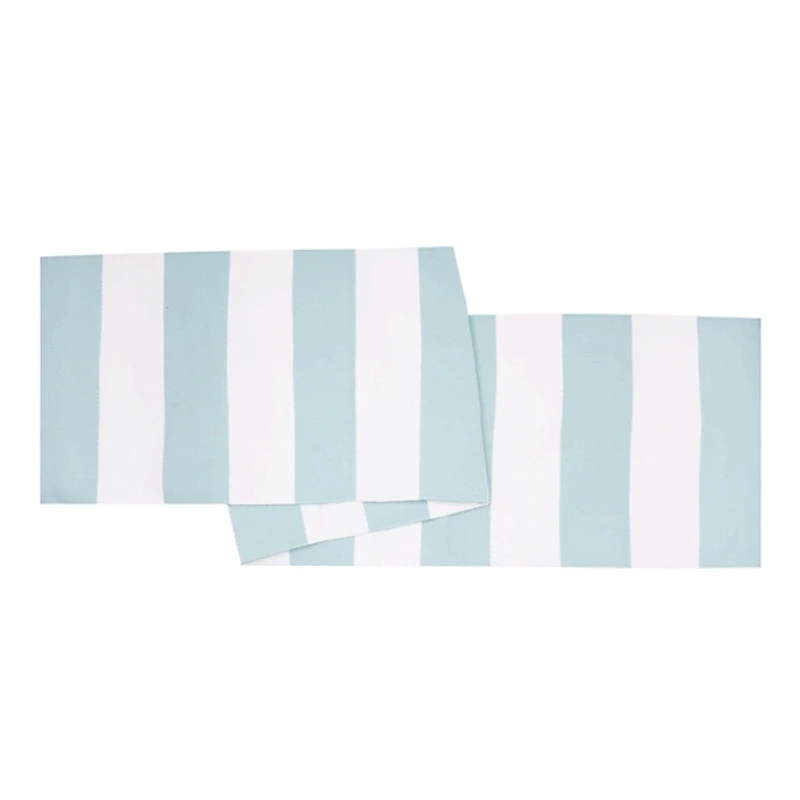 Sky Blue Cabana Stripe Indoor/Outdoor Table Runner