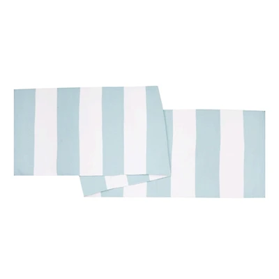Sky Blue Cabana Stripe Indoor/Outdoor Table Runner
