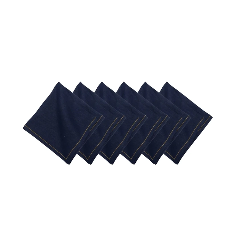 Blue Denim Cotton Napkins, Set of 6