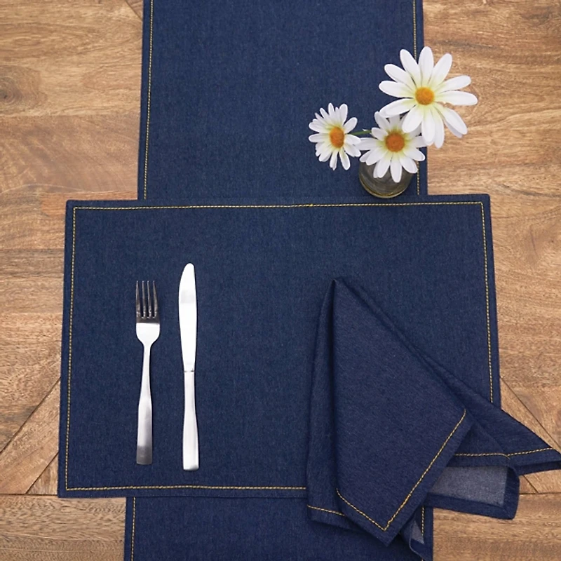 Blue Denim Cotton Napkins, Set of 6