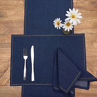 Blue Denim Cotton Napkins, Set of 6