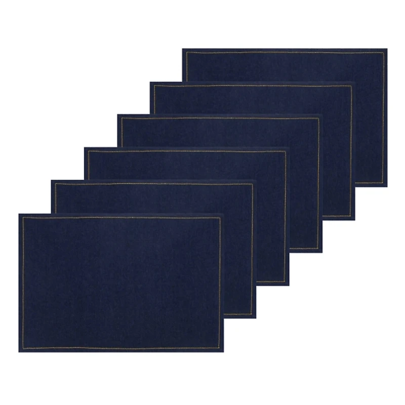 Blue Denim Cotton Placemats, Set of 6