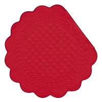 Round Red Quilted Cotton Placemats, Set of 6