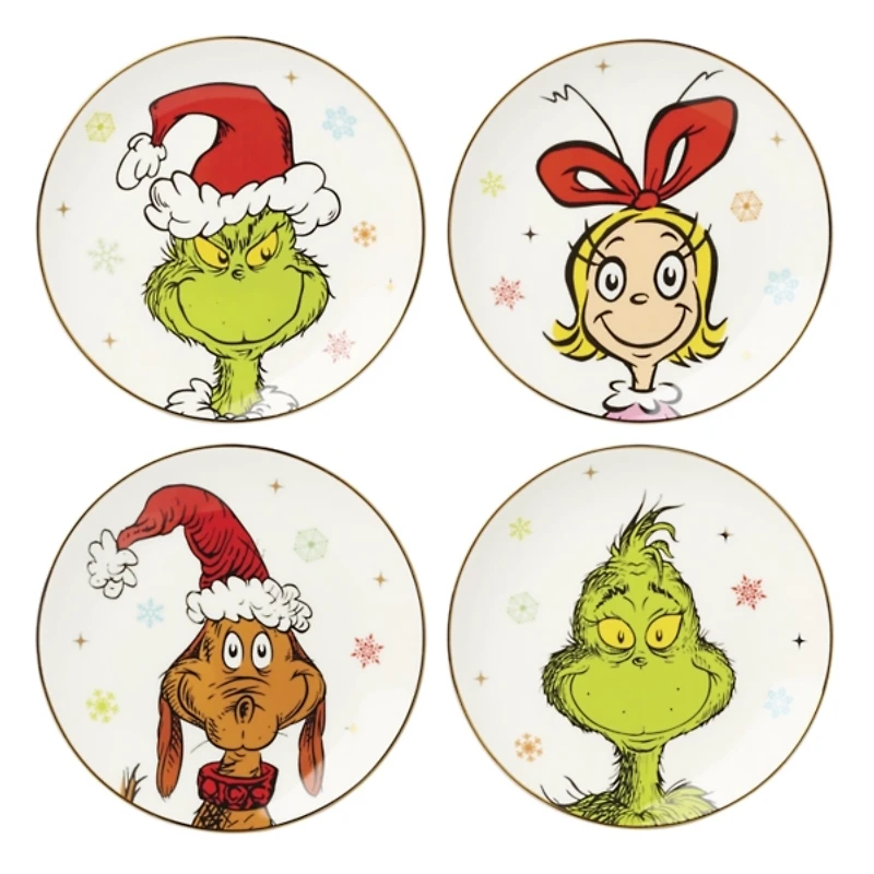 Grinchie Grins Accent Plates, Set of 4