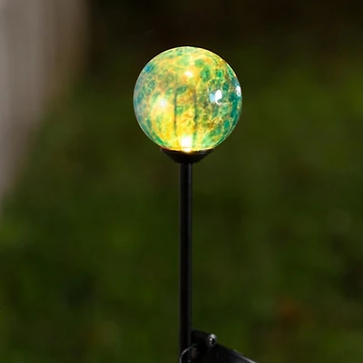 Baby Blue Glass Gazing Orb Solar Stake