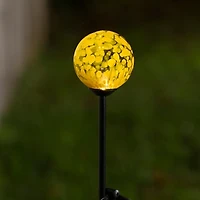 Dark Yellow Glass Gazing Orb Solar Stake