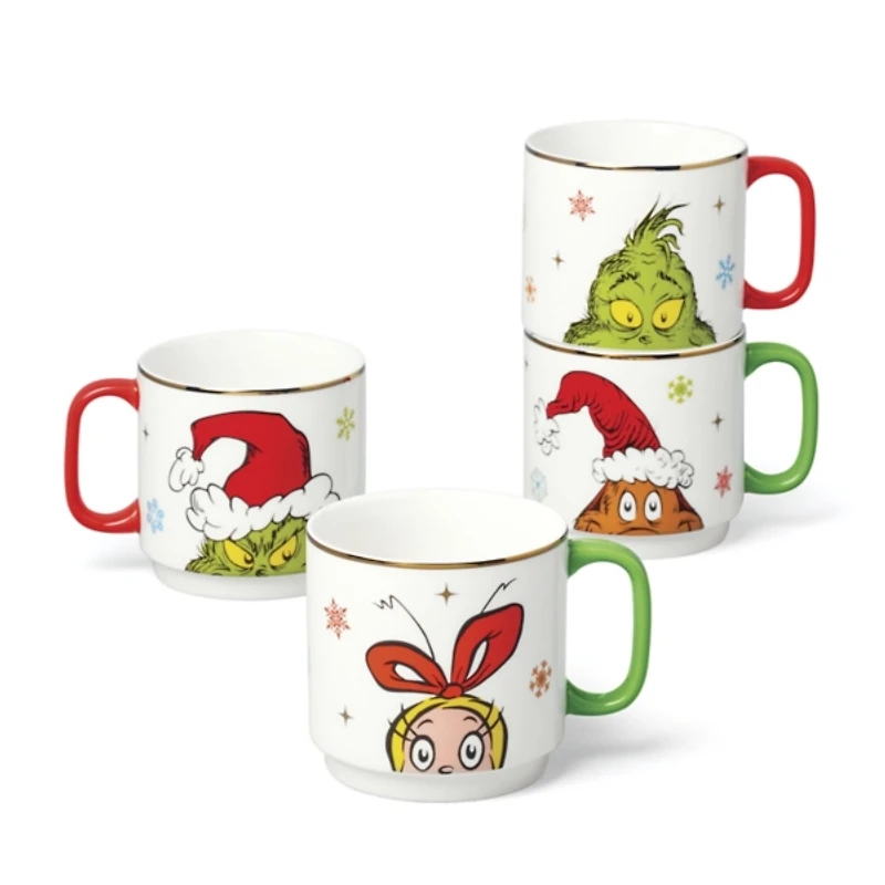 Lenox Merry Grinchmas Stackable Mugs, Set of 4