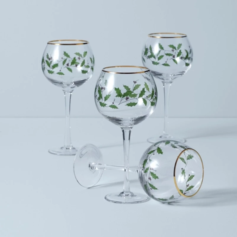 Lenox Holly 4-pc. Balloon Wine Glass Set