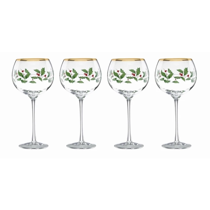 Lenox Holly 4-pc. Balloon Wine Glass Set