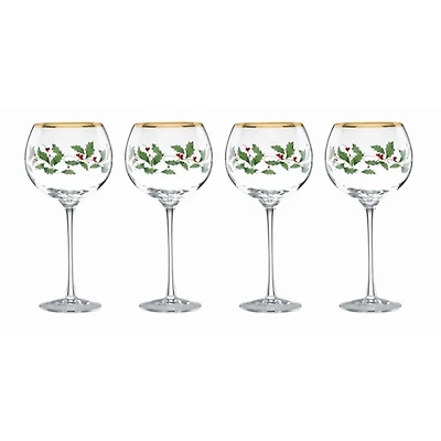 Lenox Holly 4-pc. Balloon Wine Glass Set