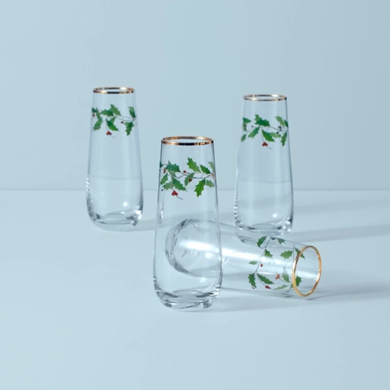 Lenox Holly Stemless 4-pc. Flute Set