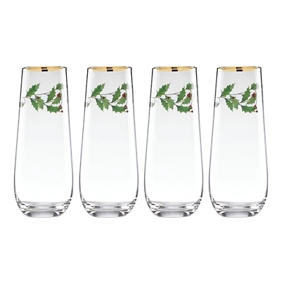 Lenox Holly Stemless 4-pc. Flute Set