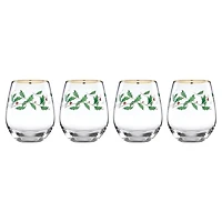 Lenox Holly 4-pc. Stemless Wine Glass Set