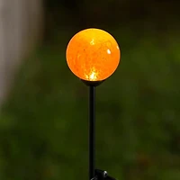 Orange Glass Gazing Orb Solar Stake