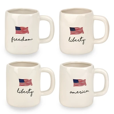 Patriotic Sentiment Mugs, Set of 4