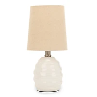 Ivory Ribbed Ceramic Mini Table Lamp