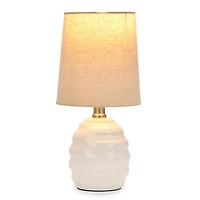 Ivory Ribbed Ceramic Mini Table Lamp