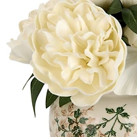 White Peony Toile Vase Arrangement