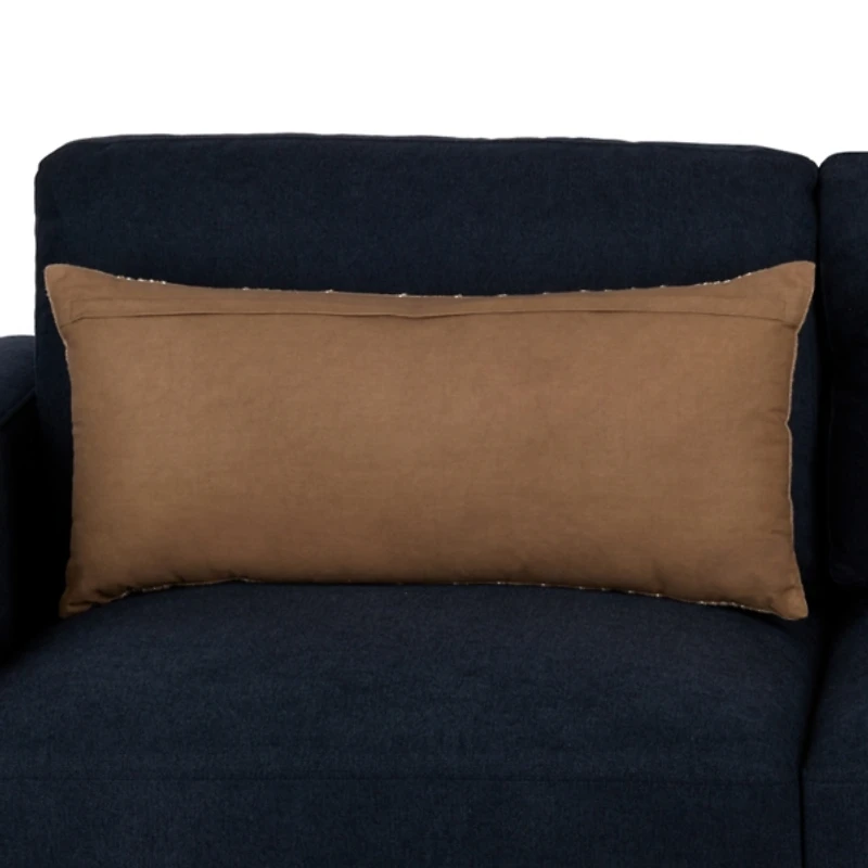 Taupe Linen Lines Lumbar Pillow